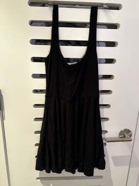 Reformation Dakota Black Knit Fit & Flare Tank Dress with Pockets